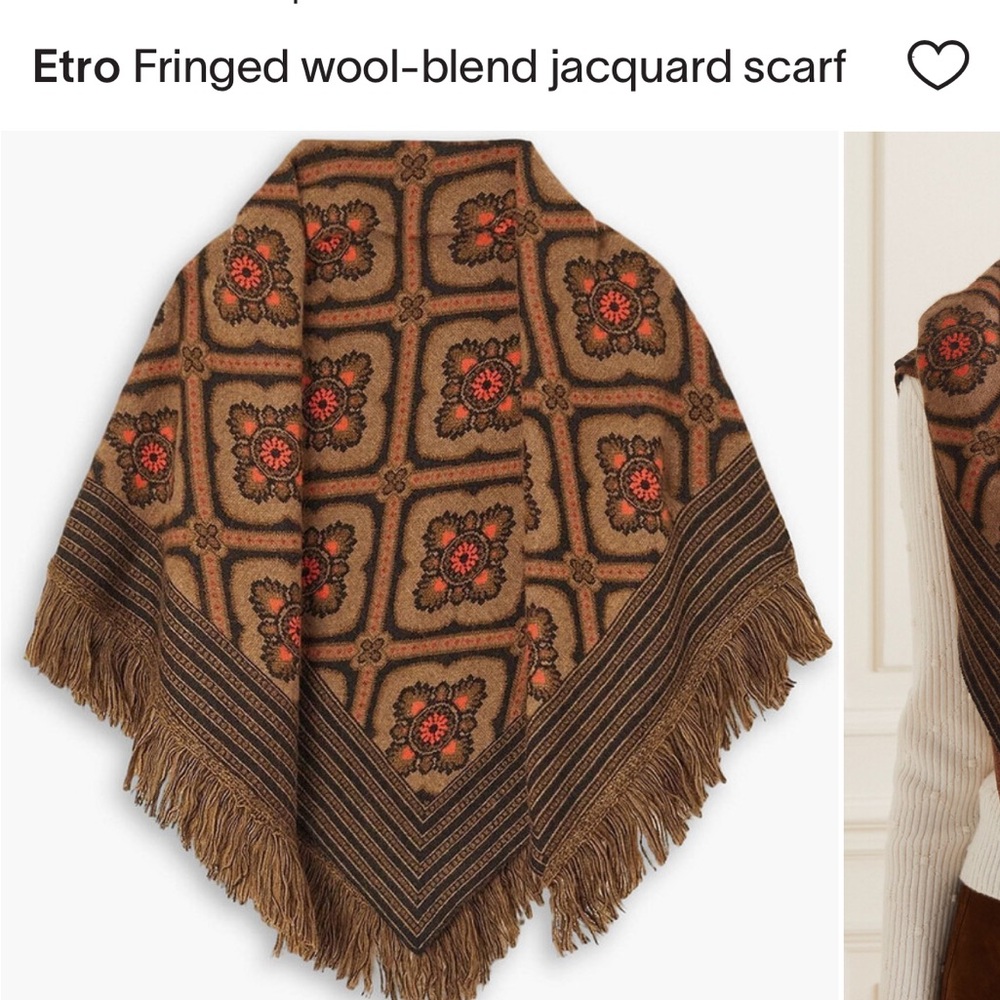 Etro Fringed wool-blend jacquard scarf